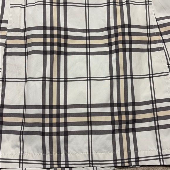 1X Plaid lined rain coat trench style Weather Tamer white grey cream button plus - Picture 7 of 9
